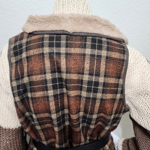 Jodifl Plaid Fleece Renaissance Long Open Vest Size M - Picture 5 of 10